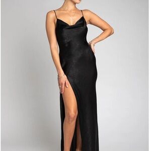 NWT Resa River Black Side Slit Slip Dress Size L